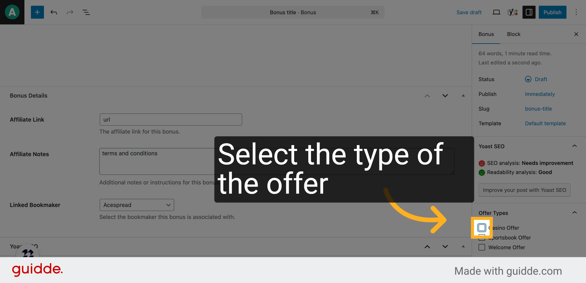Click 'Casino Offer'