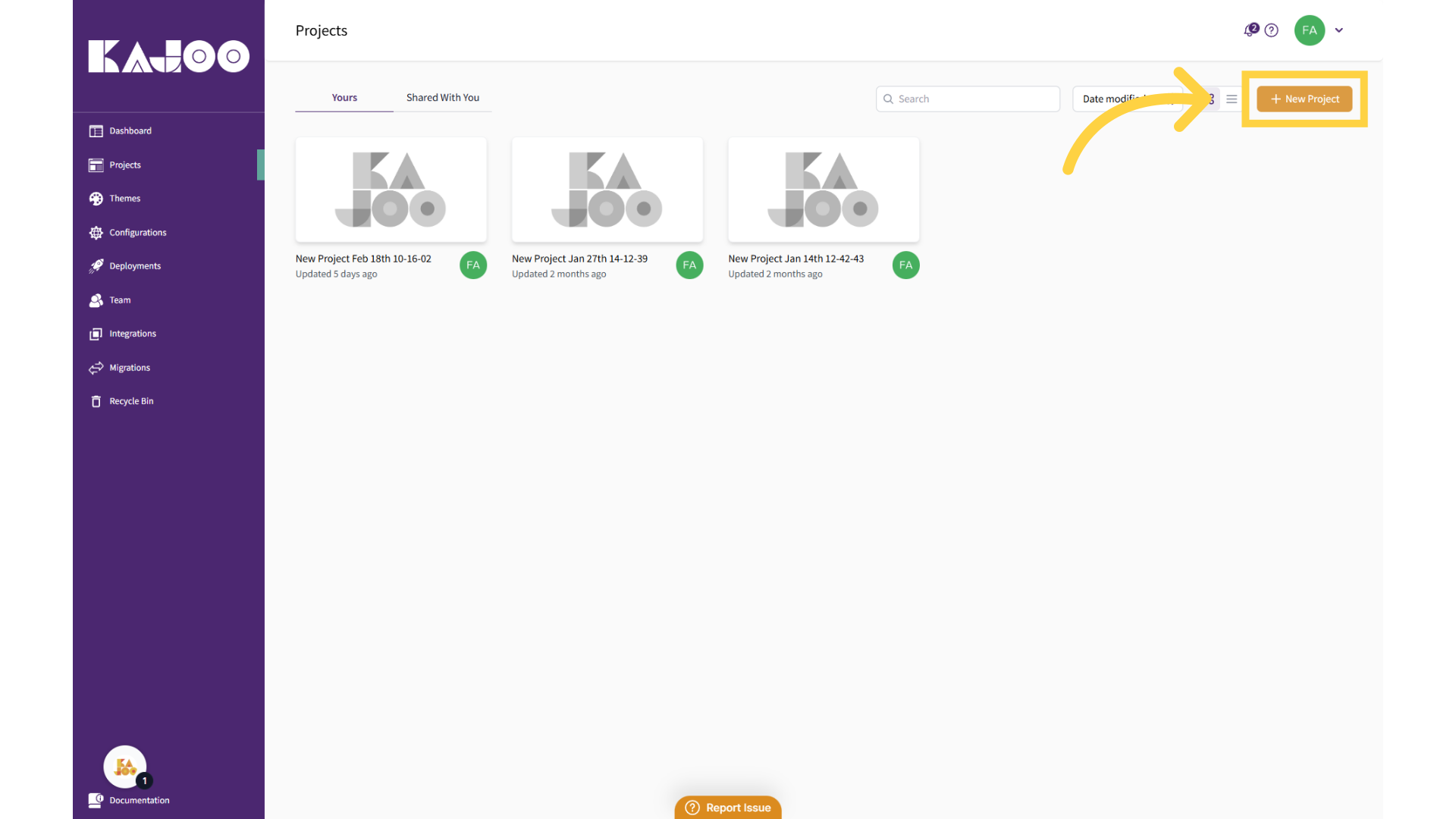 Click 'New Project'
