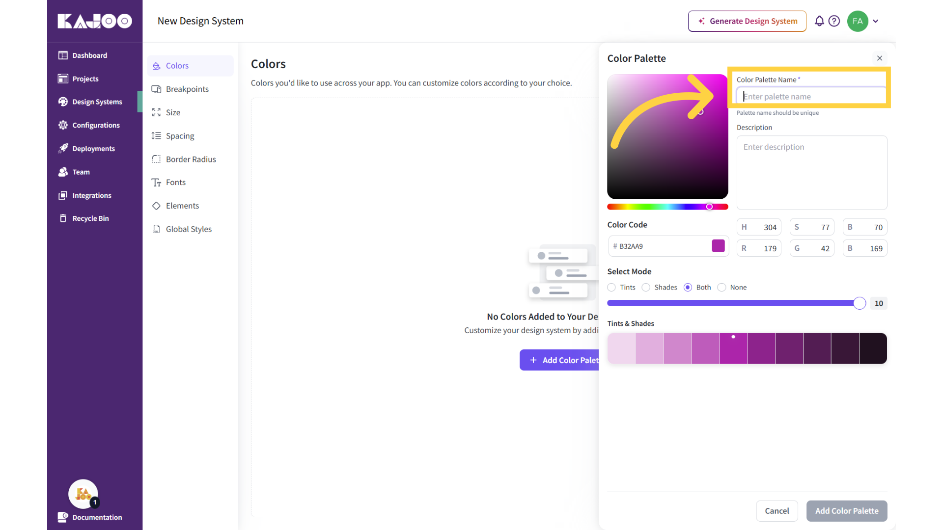 Enter Palette Name