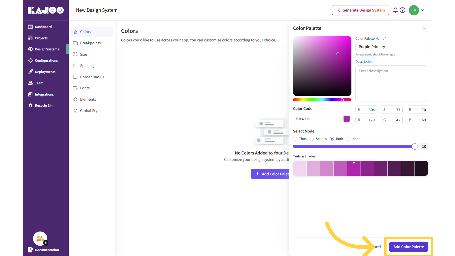 Add Color Palette