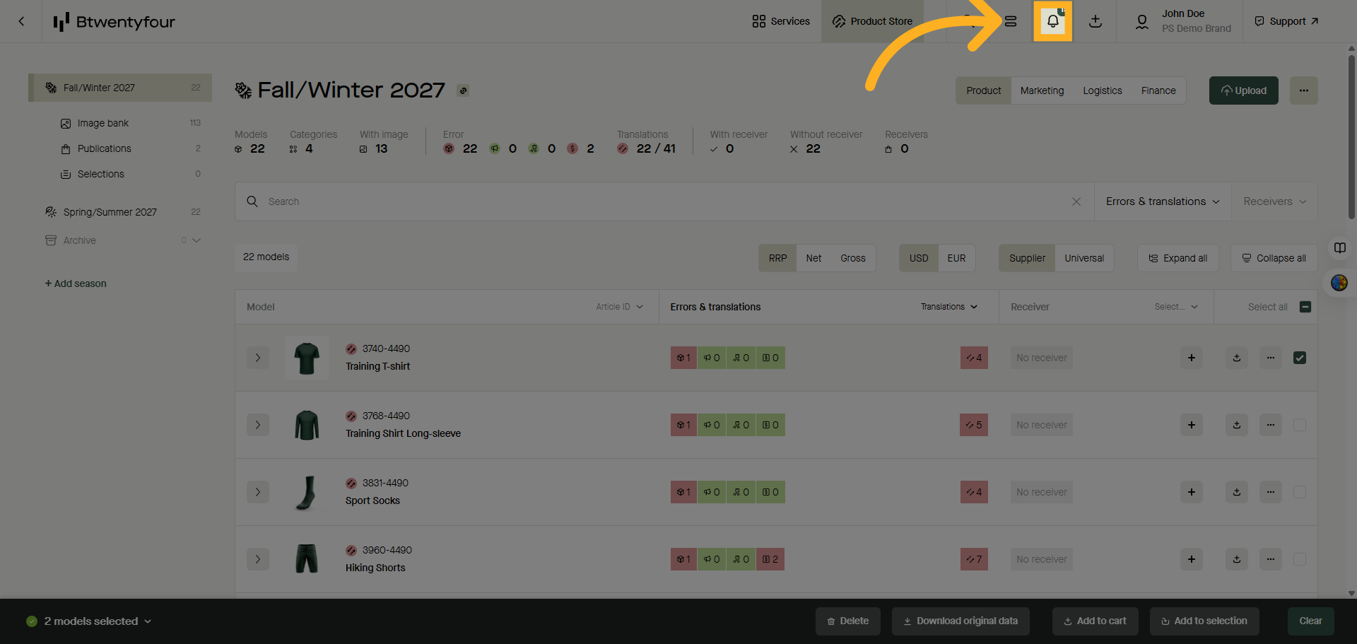 Click the notifications center