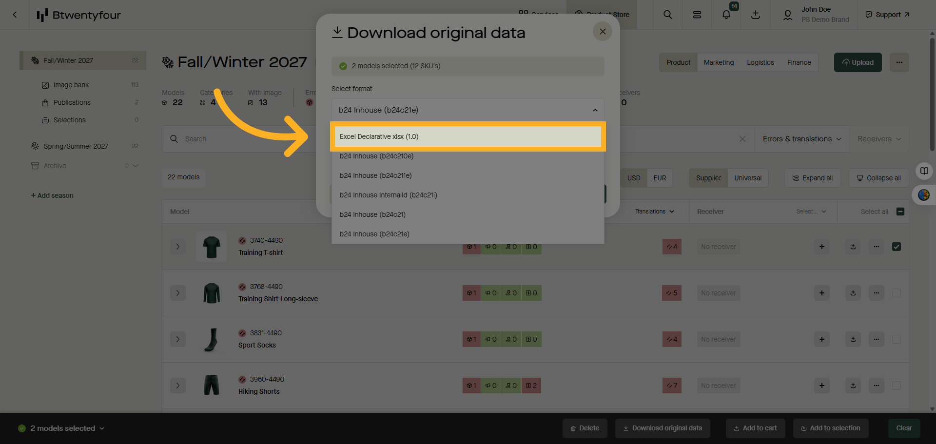 Choose Export Format