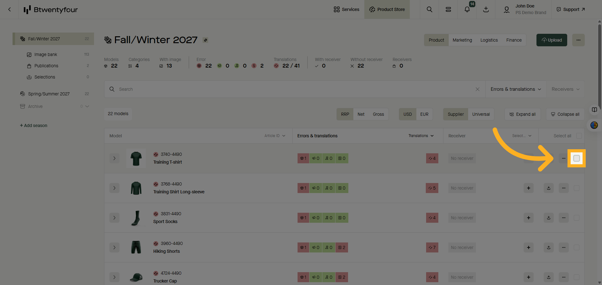 Mark the model or models