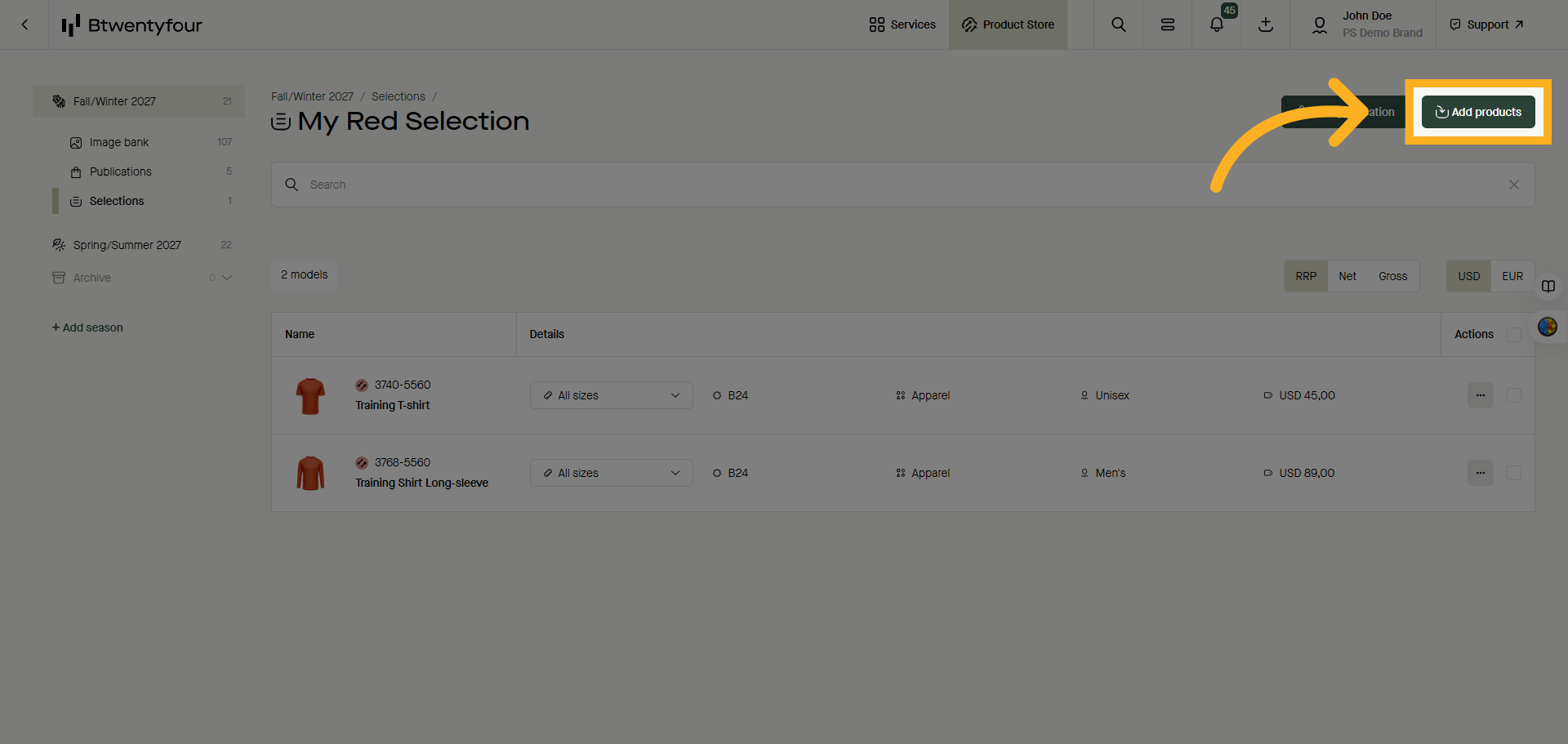 Add Products To Selection