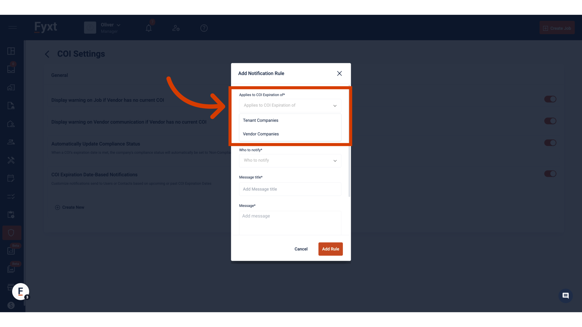 Applying the notification
