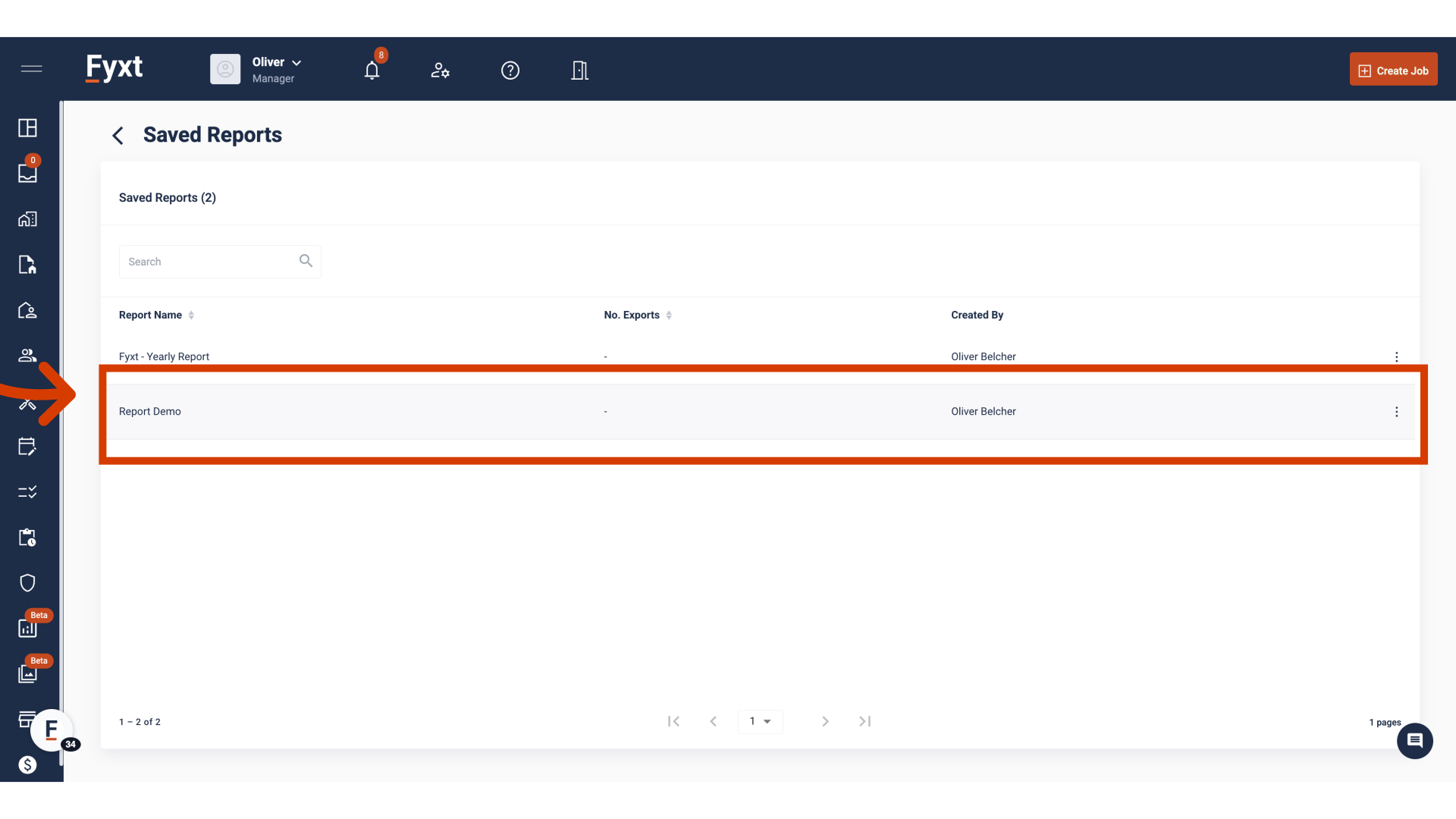 Click to manage any report