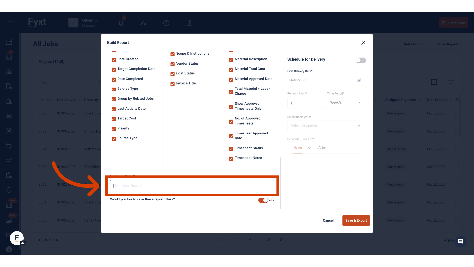 Configure and name your report