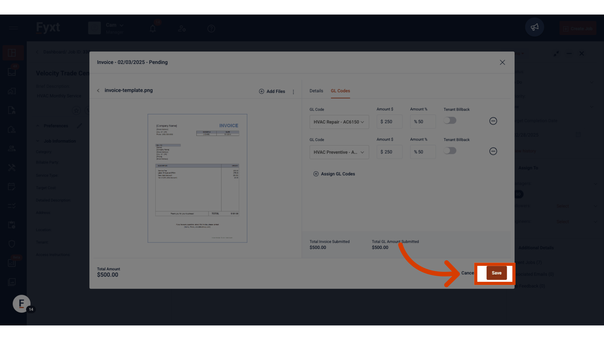 Click Save to complete your GL Code mapping