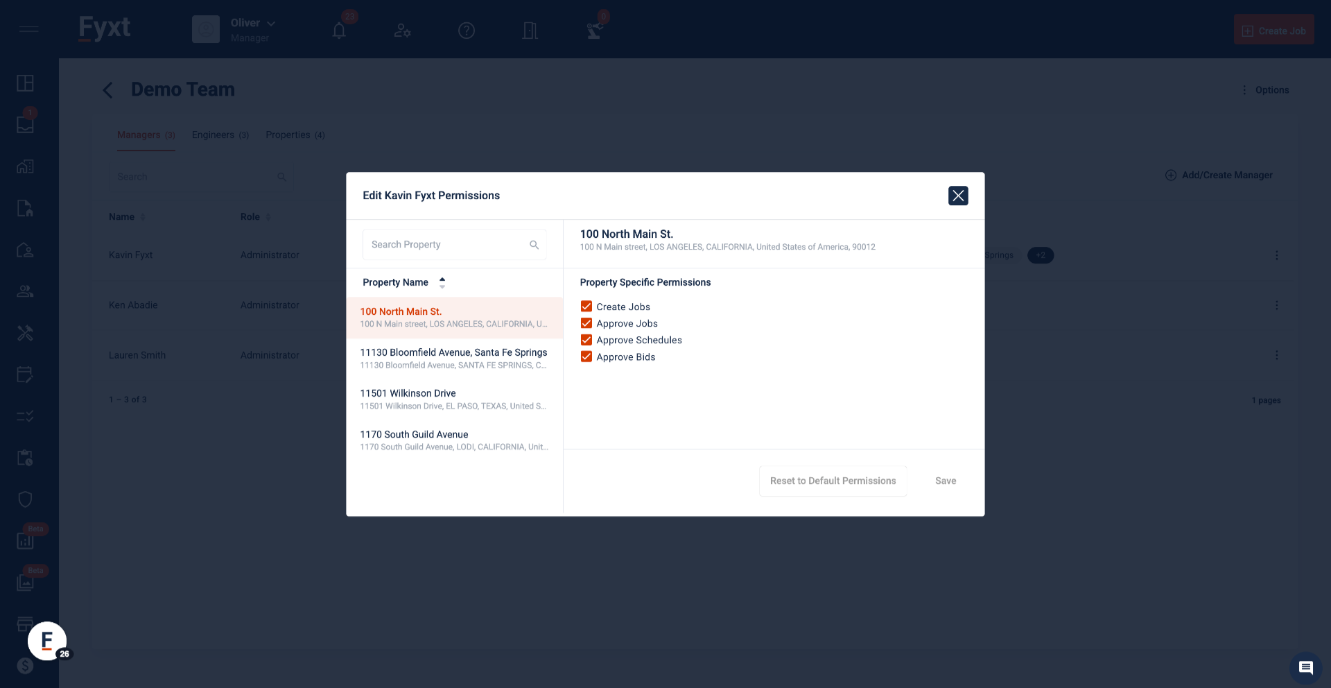 Modifying Manager Permissions