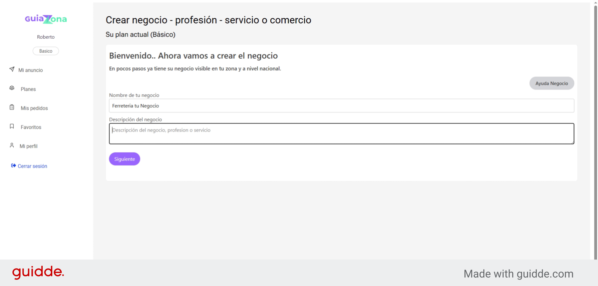 Descripcion del negocio