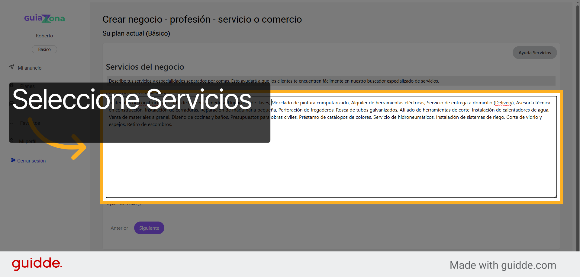 Servicios del negocio ok