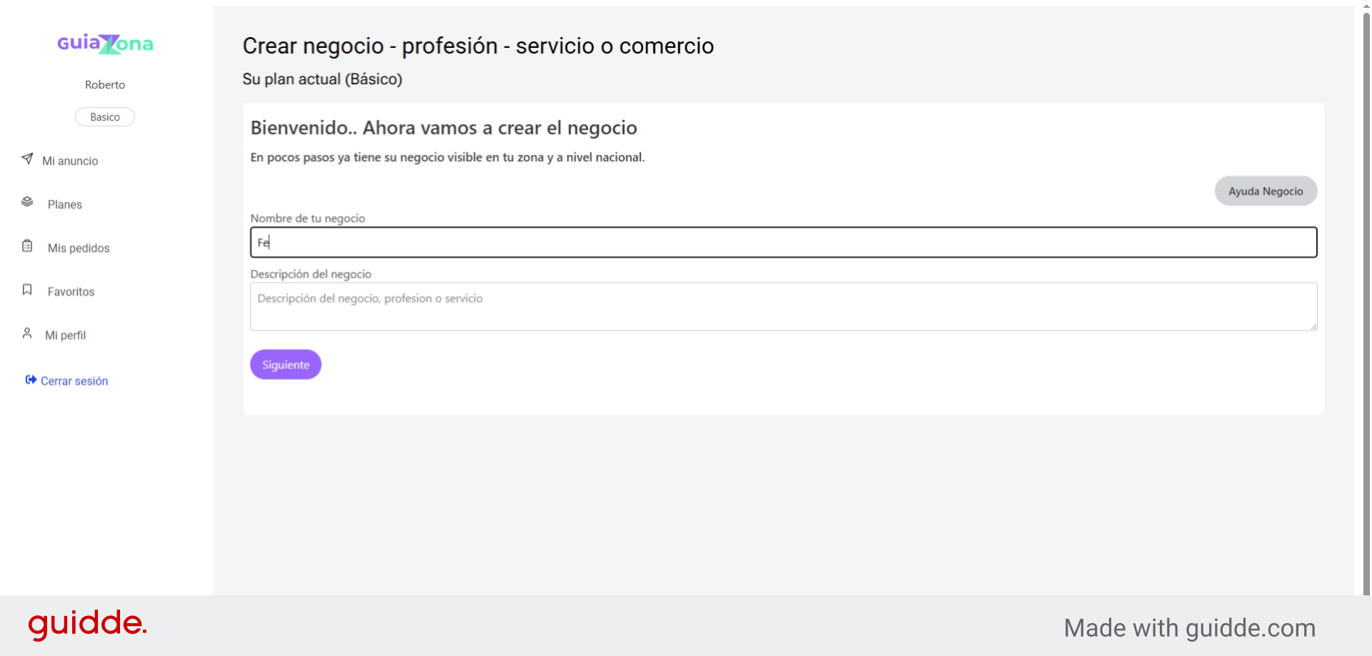 Enter nombre del negocio