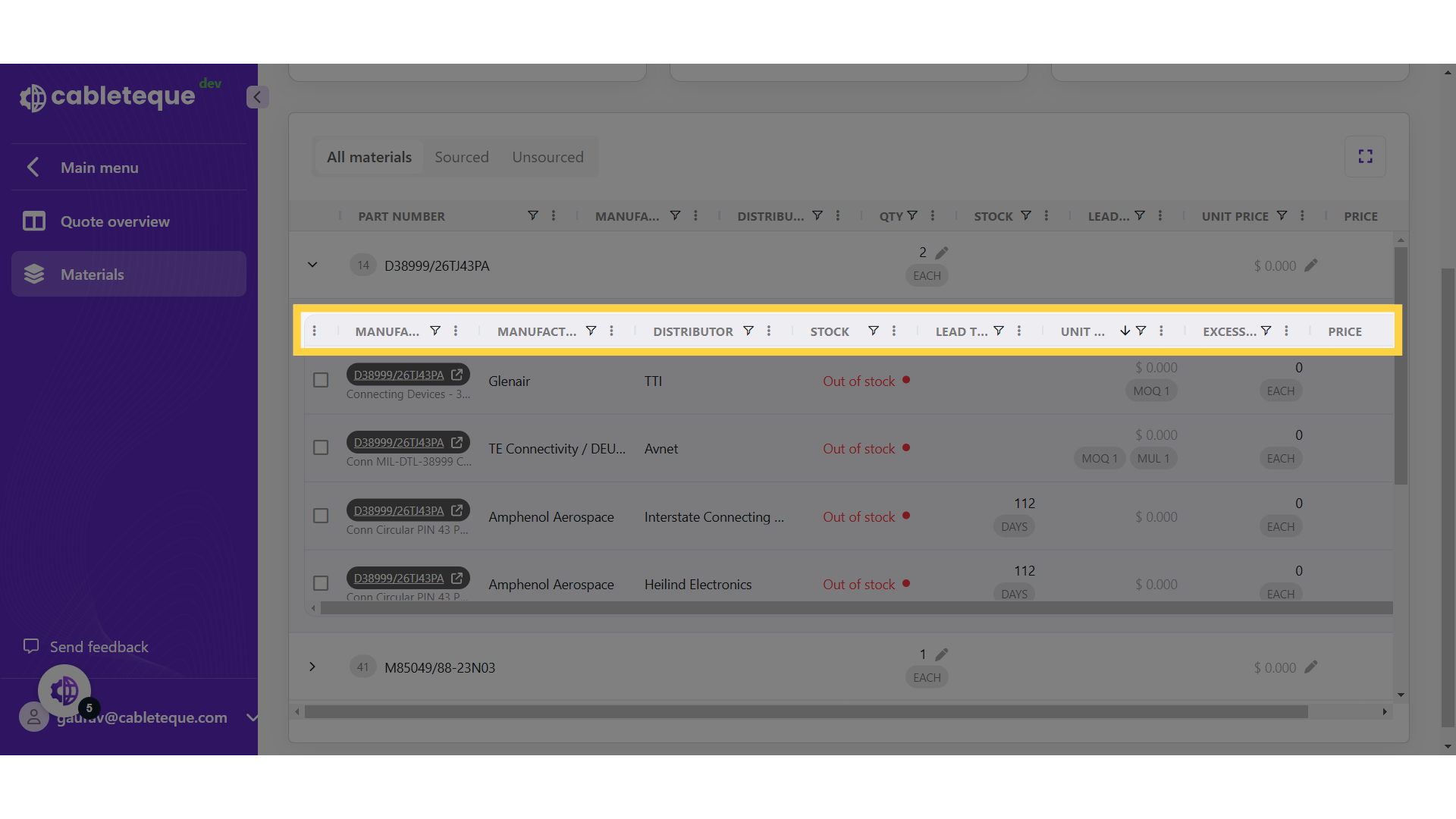 Manual sort and filter for offers