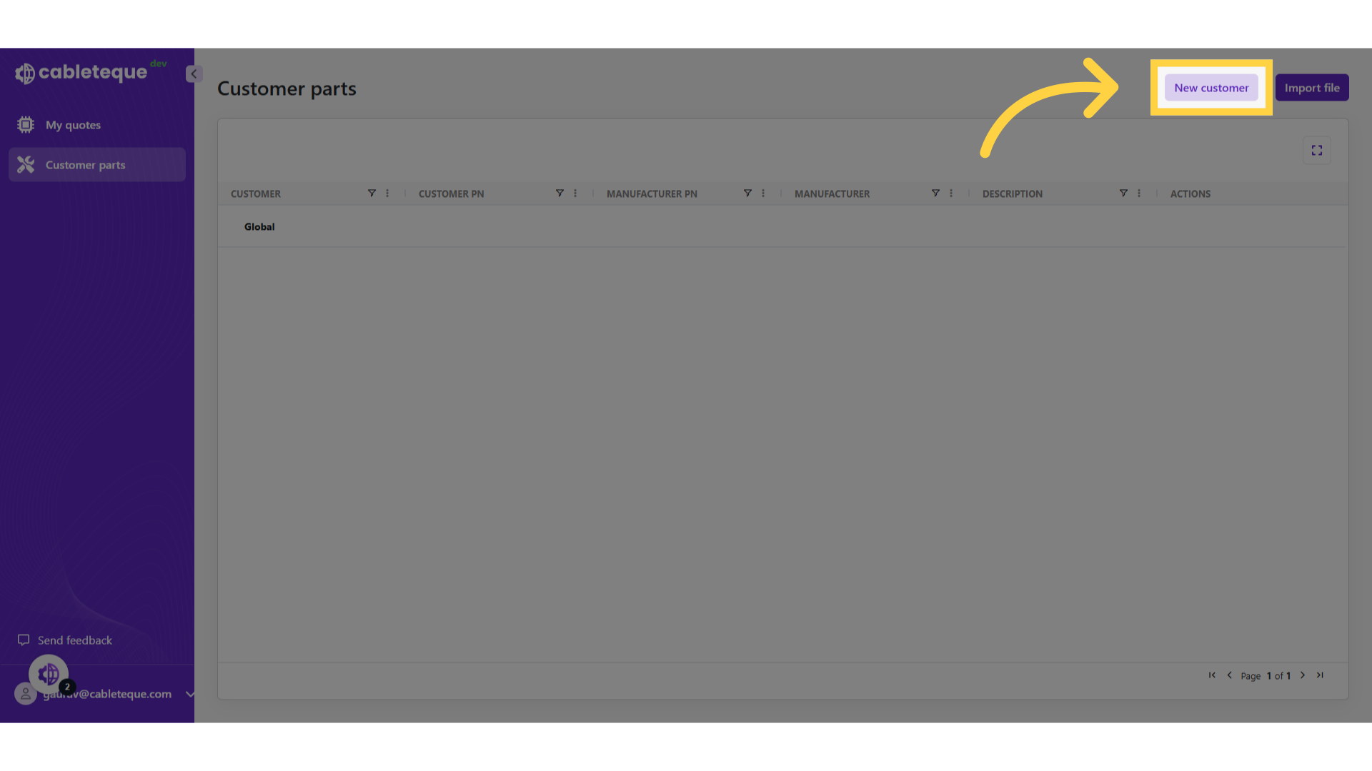 Click 'New customer'