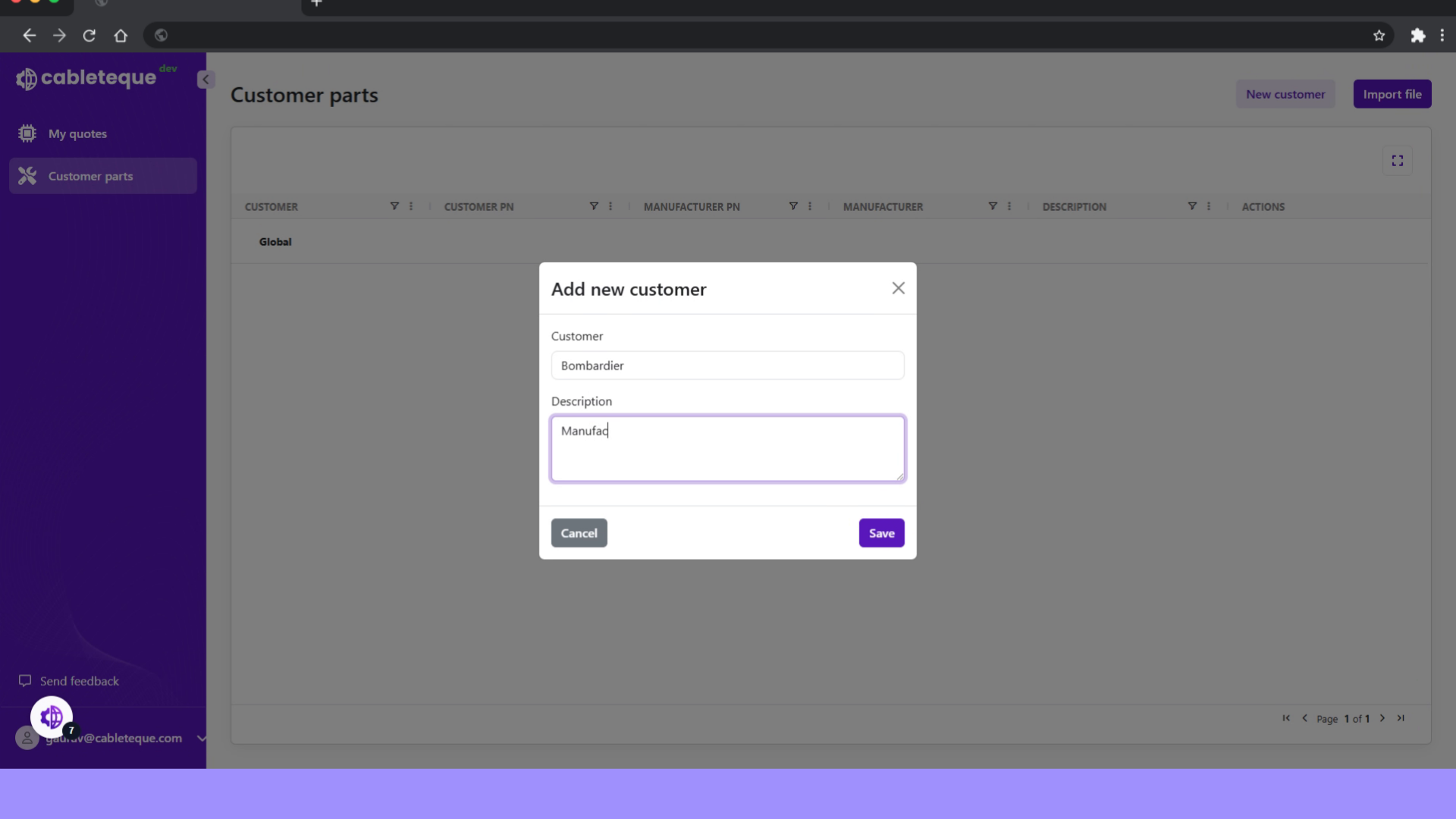 Fill description about customer