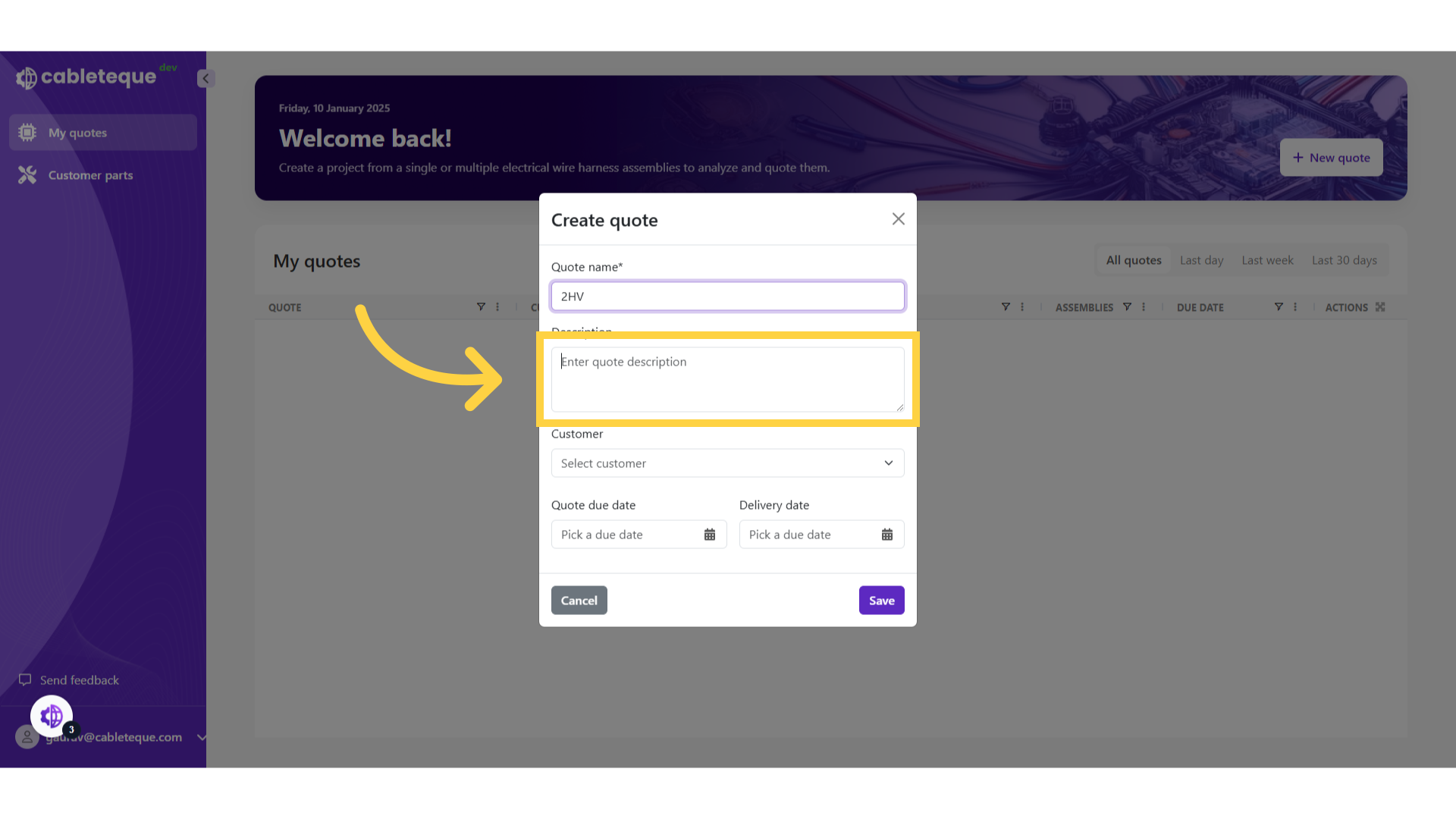 Click ' Enter quote description'