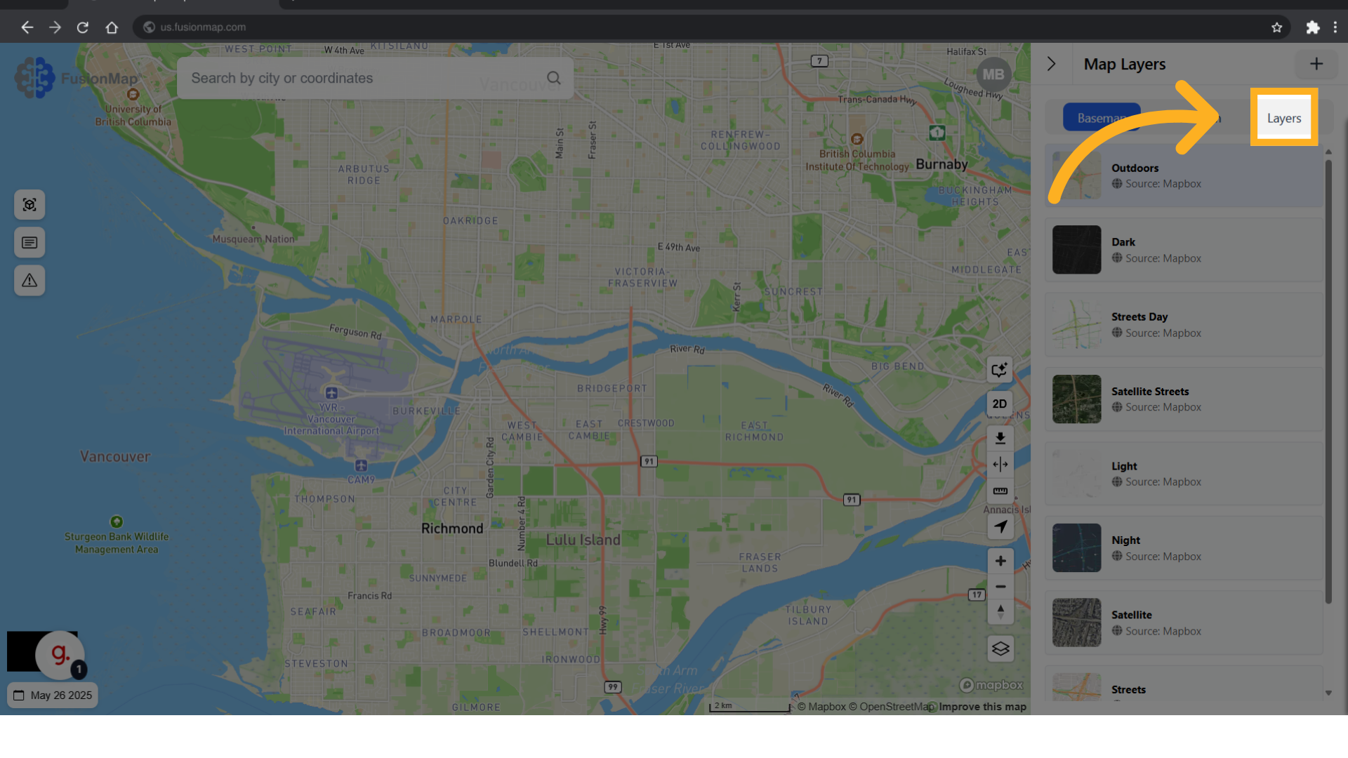Switch to the layers tab