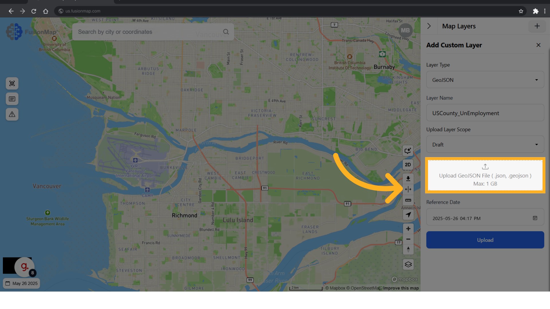 Upload your GeoJSON file