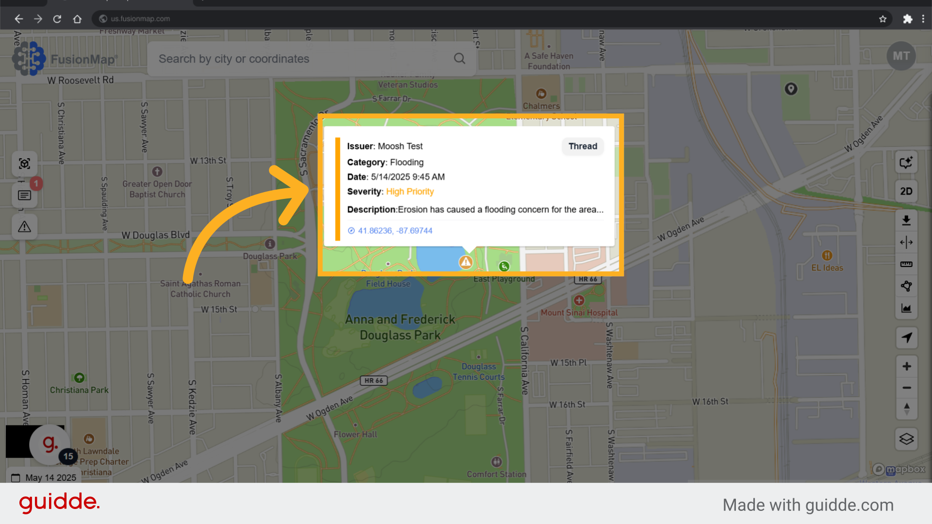 The alert is visualized