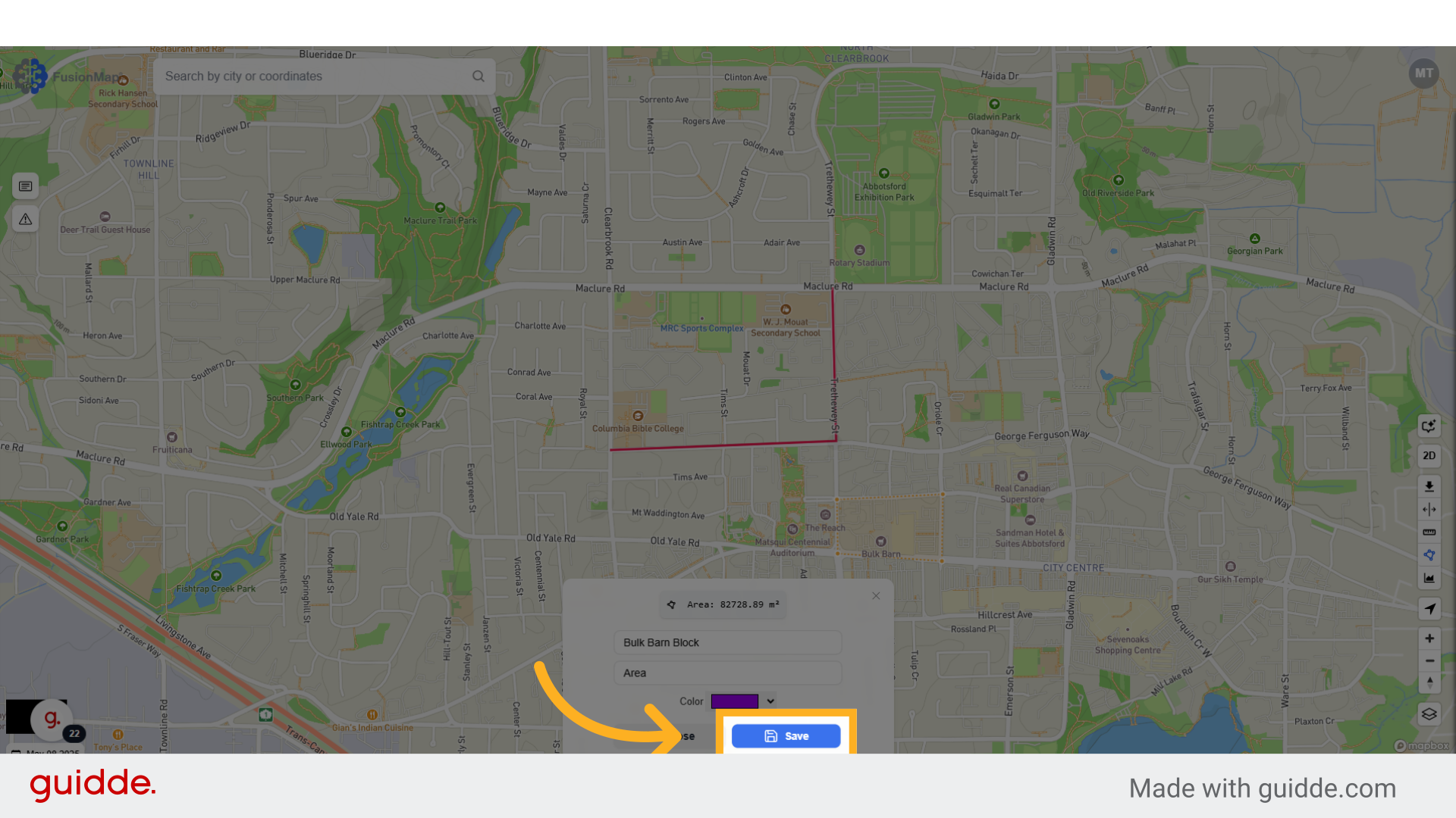 Click 'Save' to visualize your choices on the map