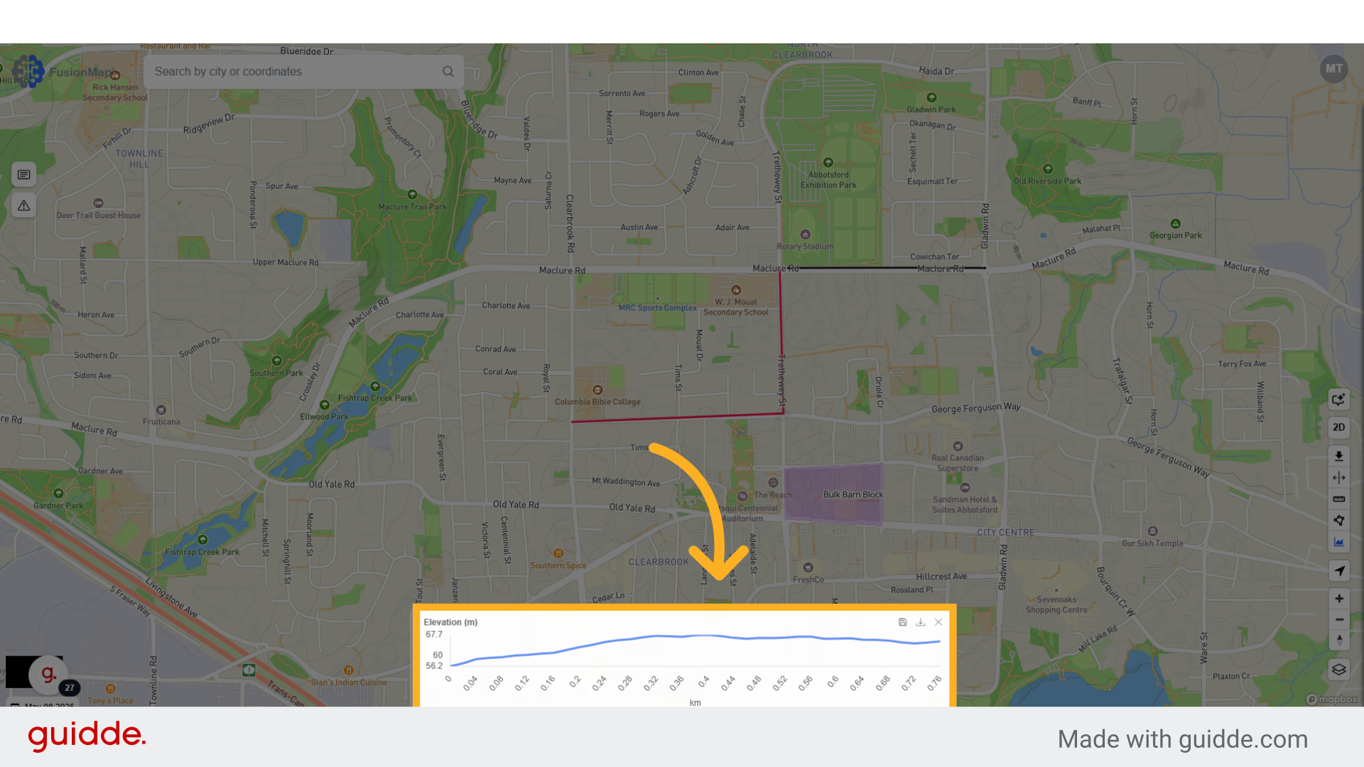 Your elevation vs distance graph is generated