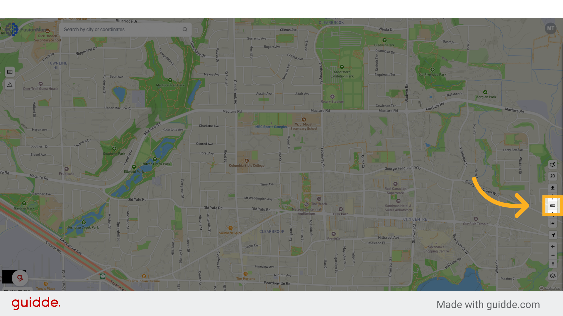 Select the distance measurement button
