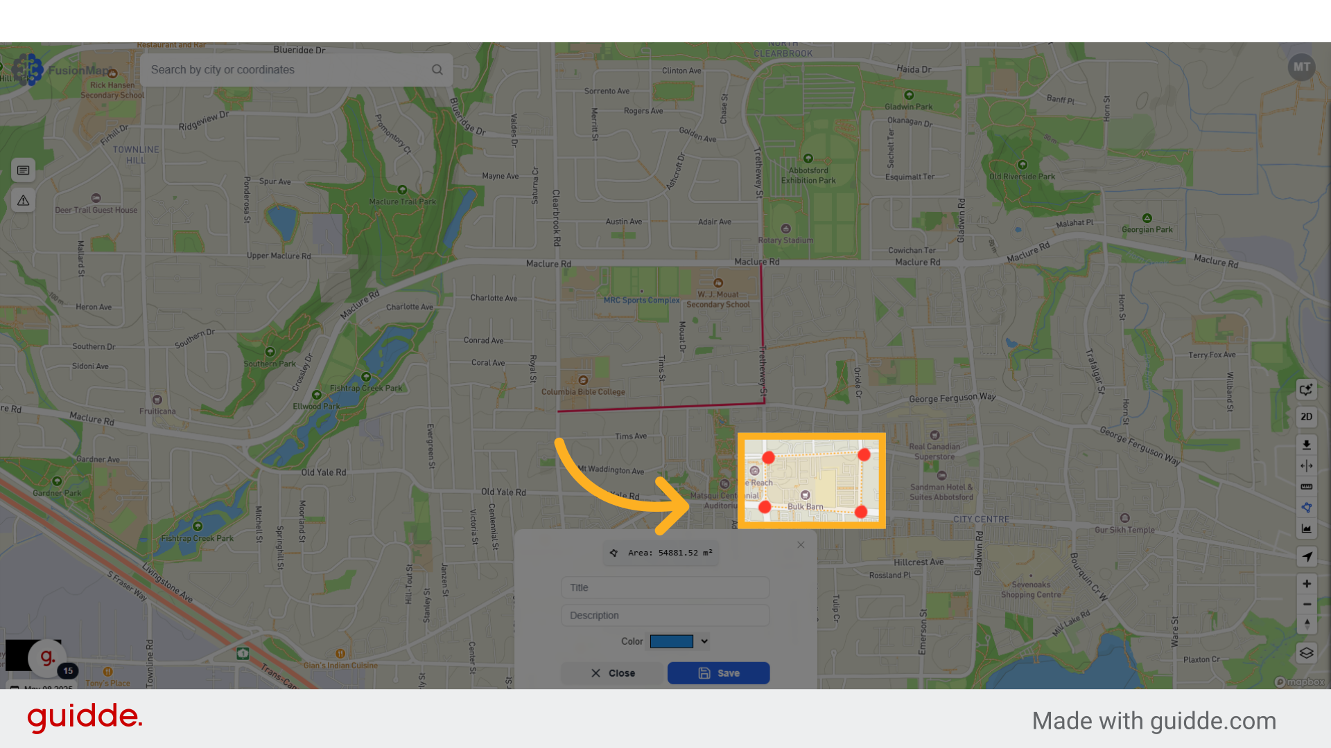 Select your desired area