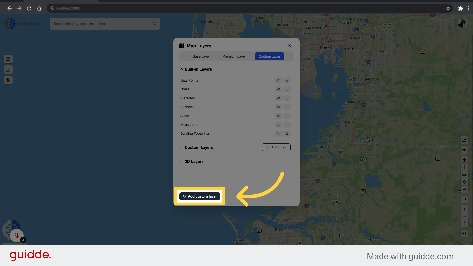Click 'Add custom layer'