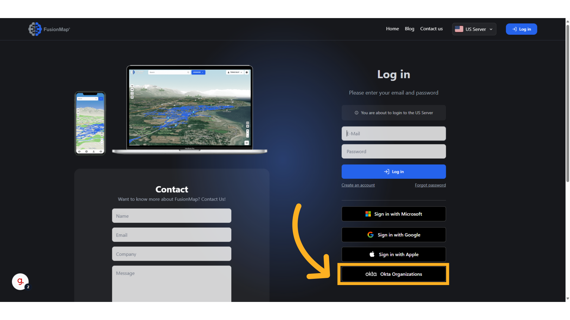 Access FusionMap using your organization’s SSO provider: Okta Organizations