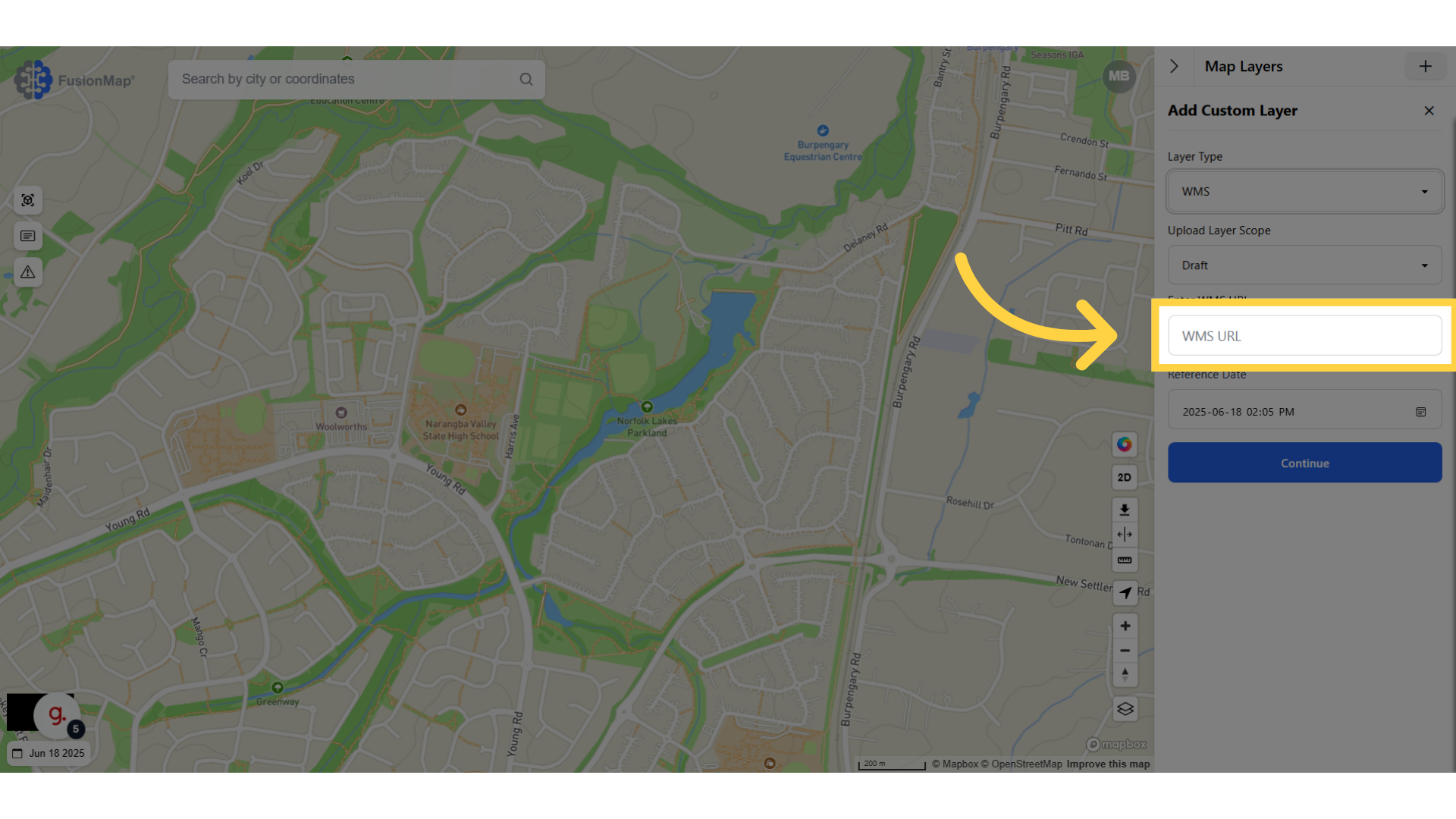 Paste your WMS/WMTS URL