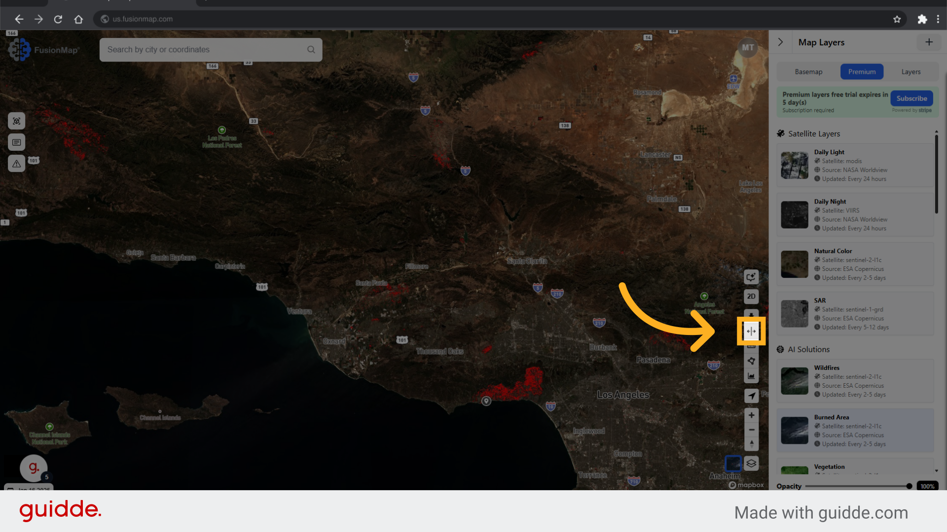 Click the SplitView button