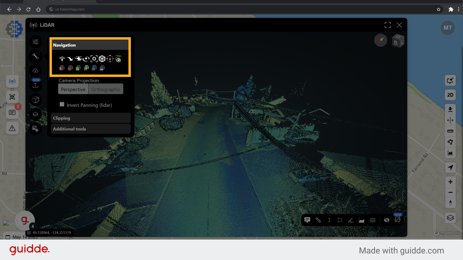 FusionMap offers multiple ways for you to navigate your pointcloud