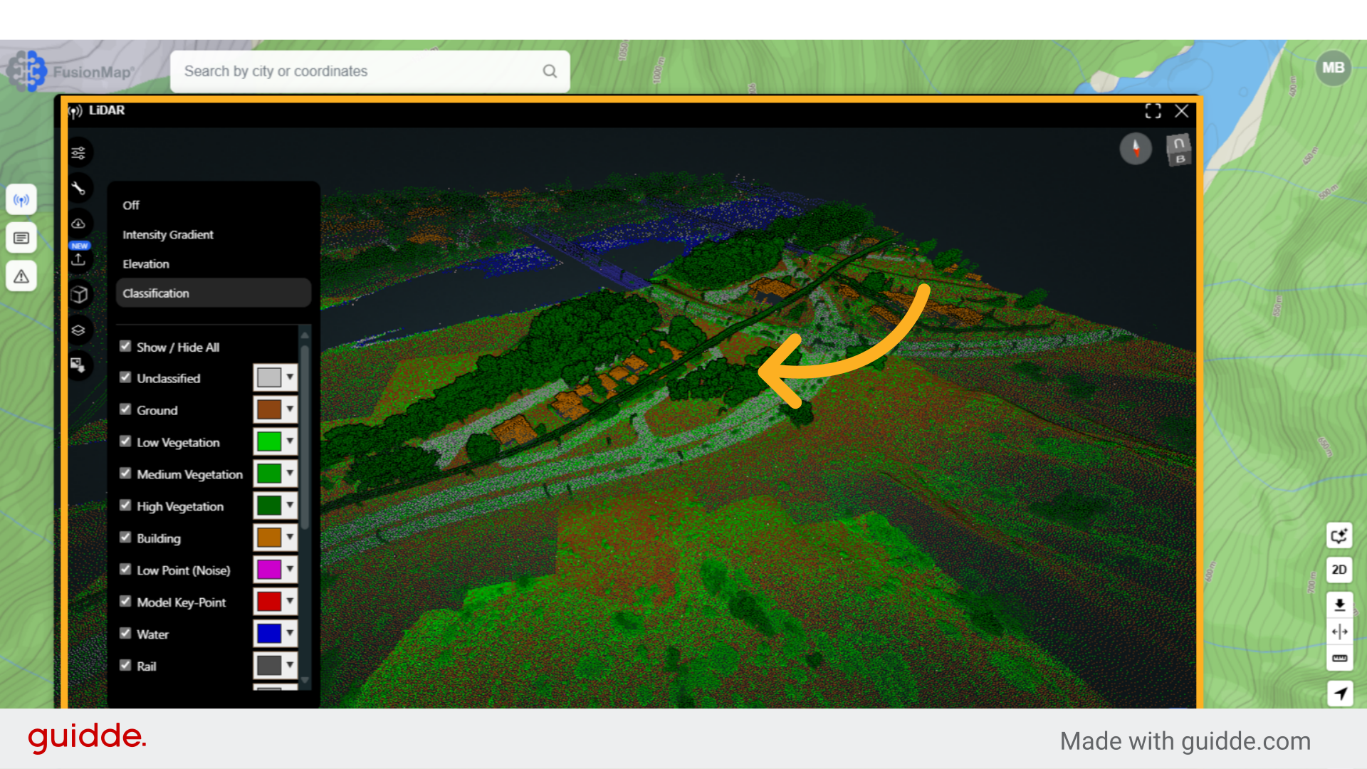 A pointcloud with in-depth classifications