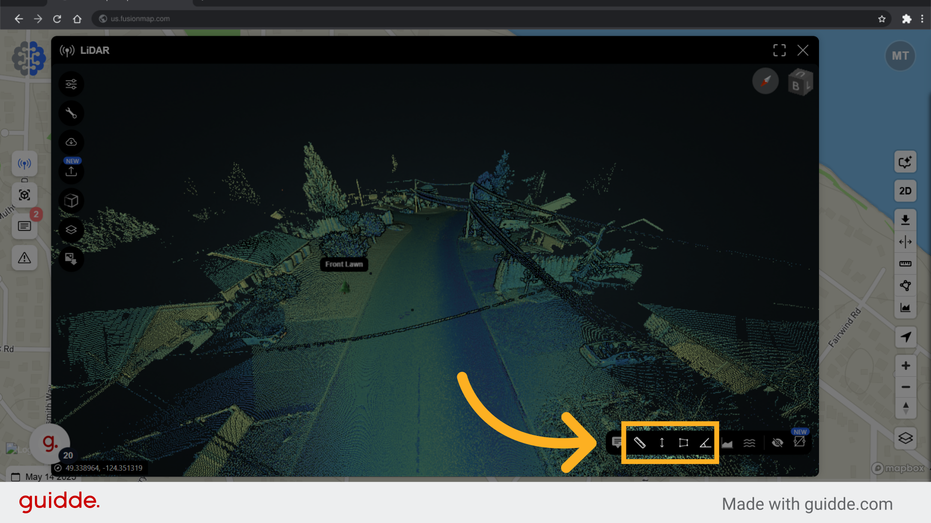 Create length, elevation, area and angle measurements on your LiDAR