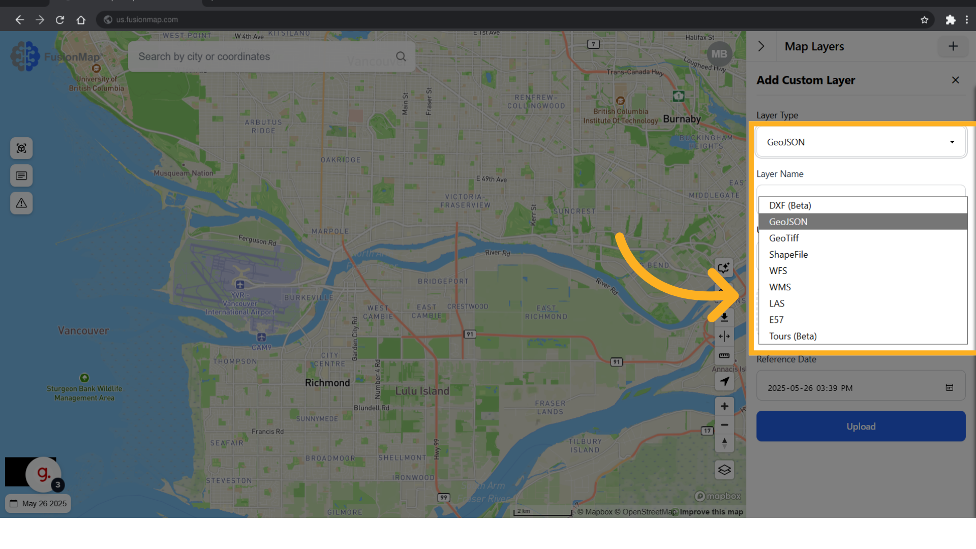 These are the layer types supported by FusionMap