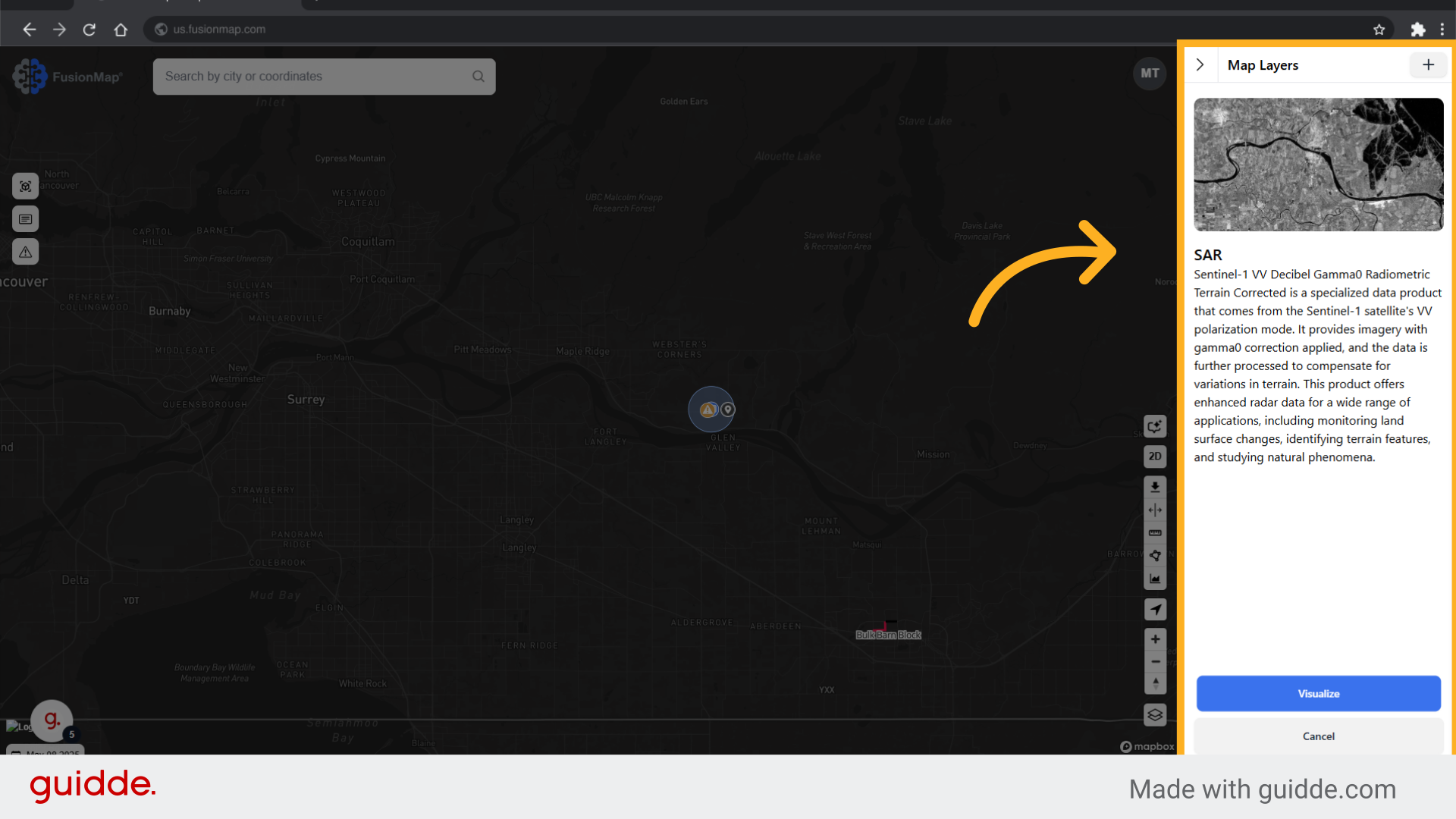 Clicking a layer opens up an info tab