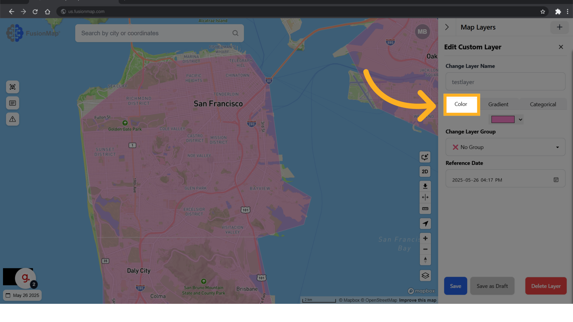 Switch to color tab