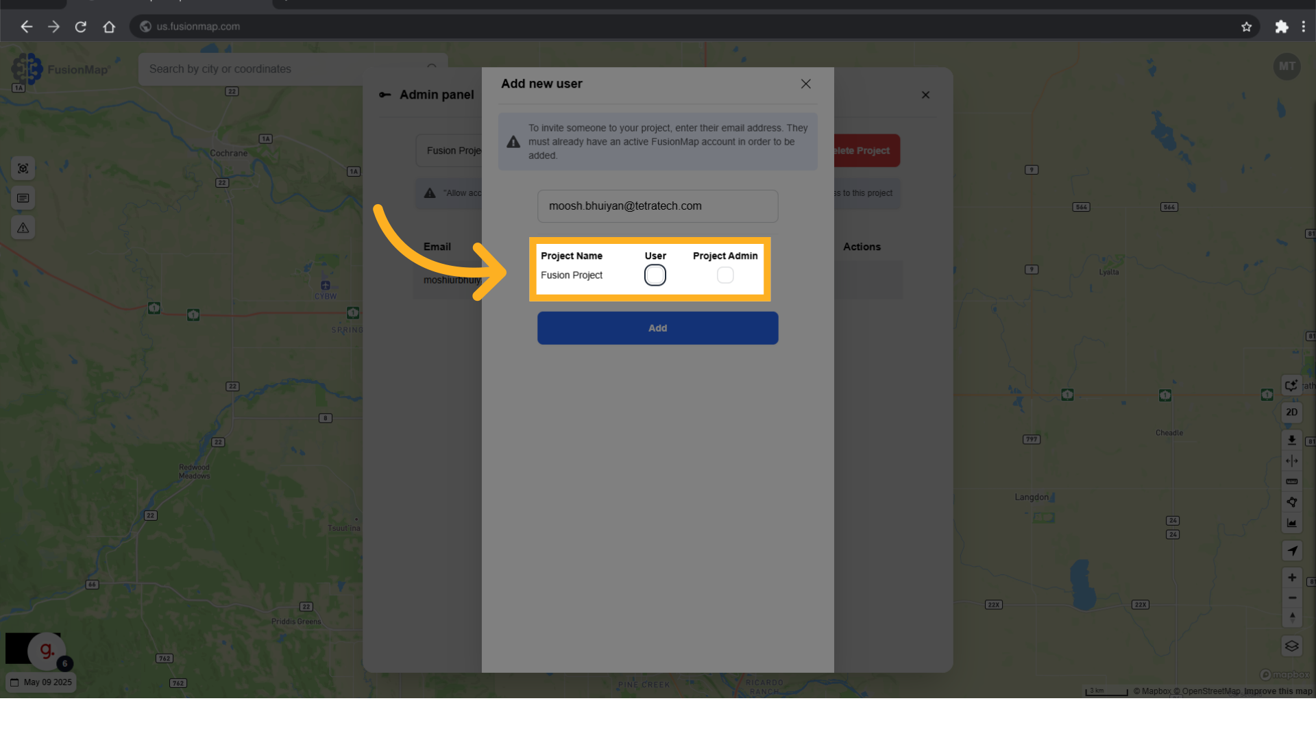 Set the user's permissions