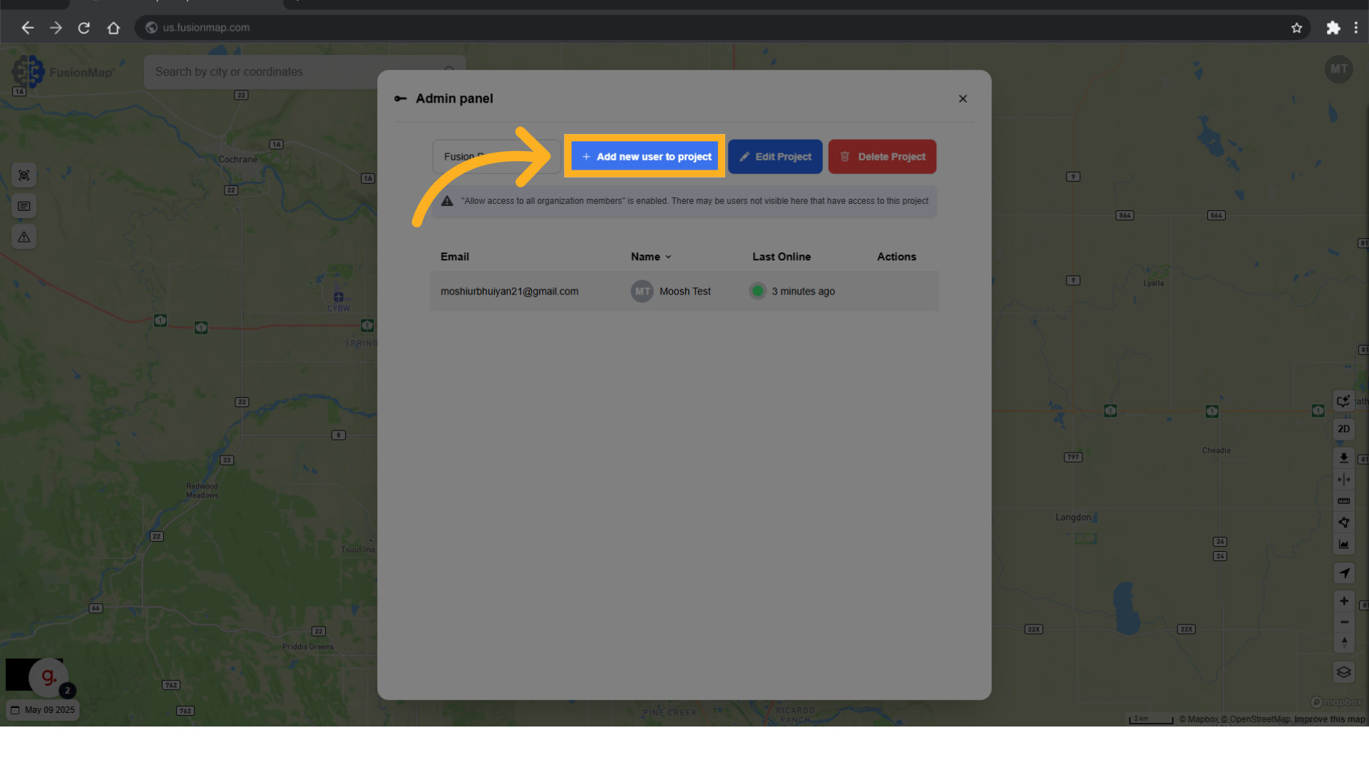 Click 'Add new user to project'