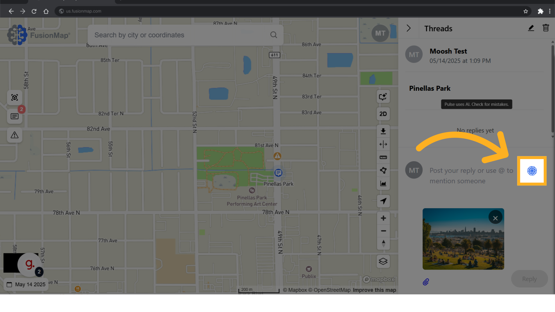Click the Pulse AI button