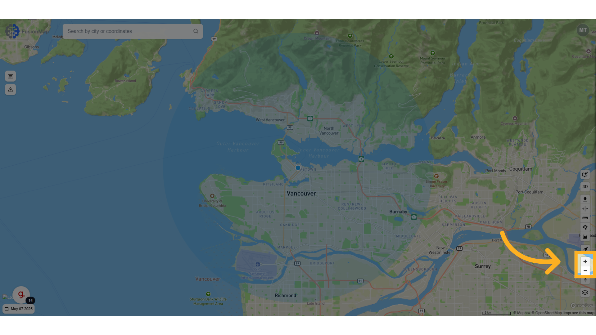 Zoom in and out of your map