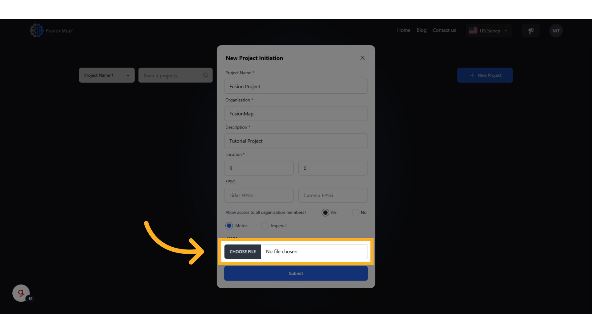 Upload a thumbnail for your project