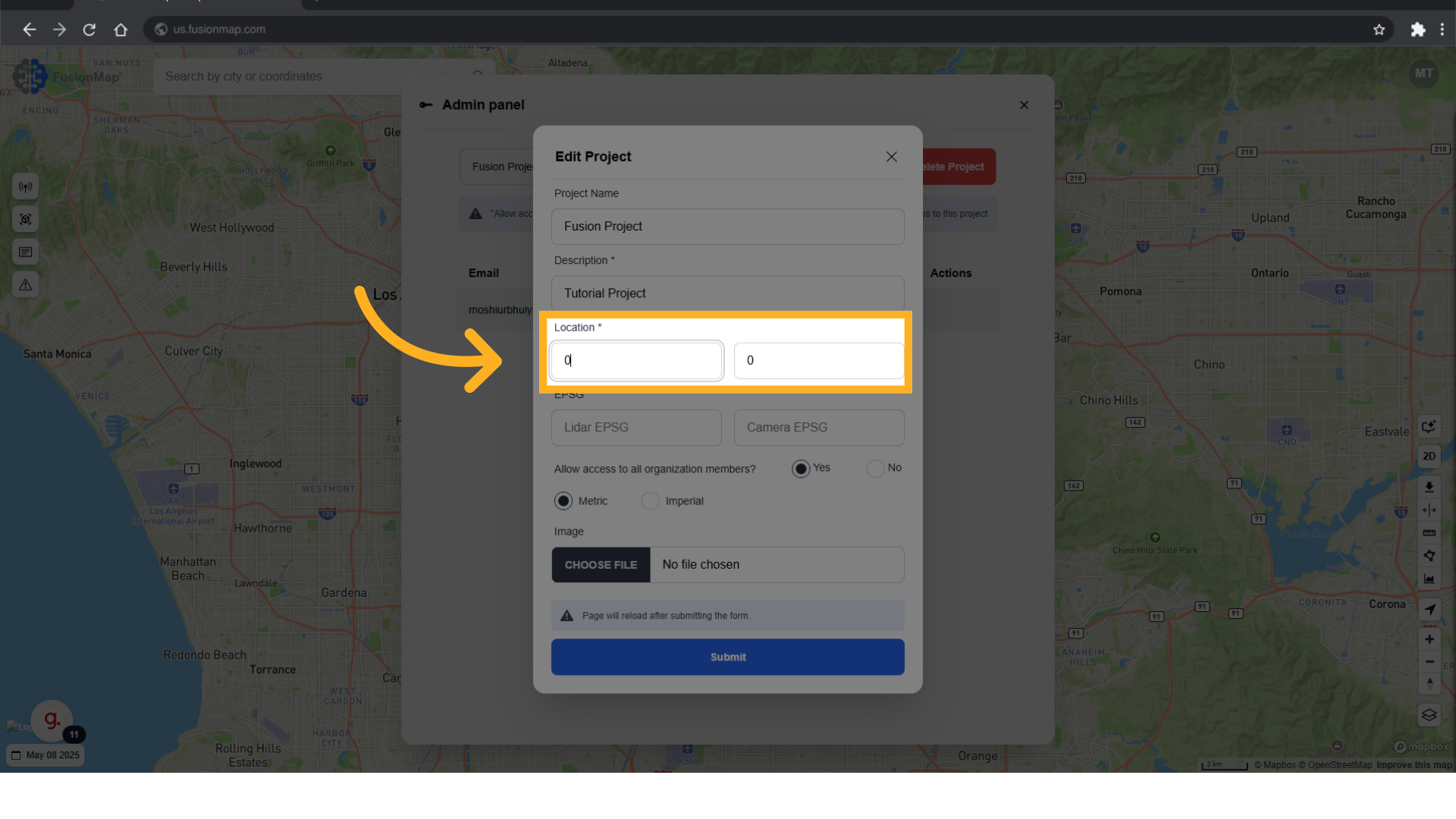 Change your project location here