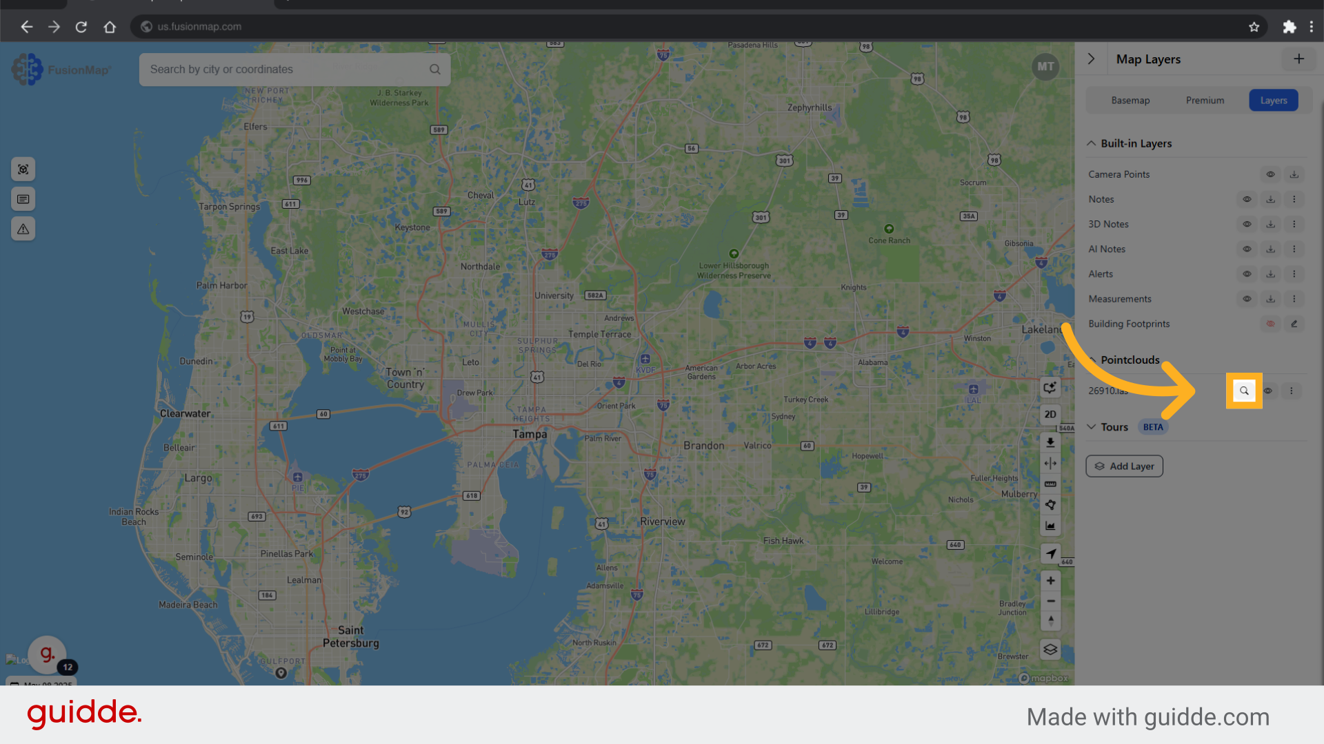 Click the search icon next to your LiDAR file