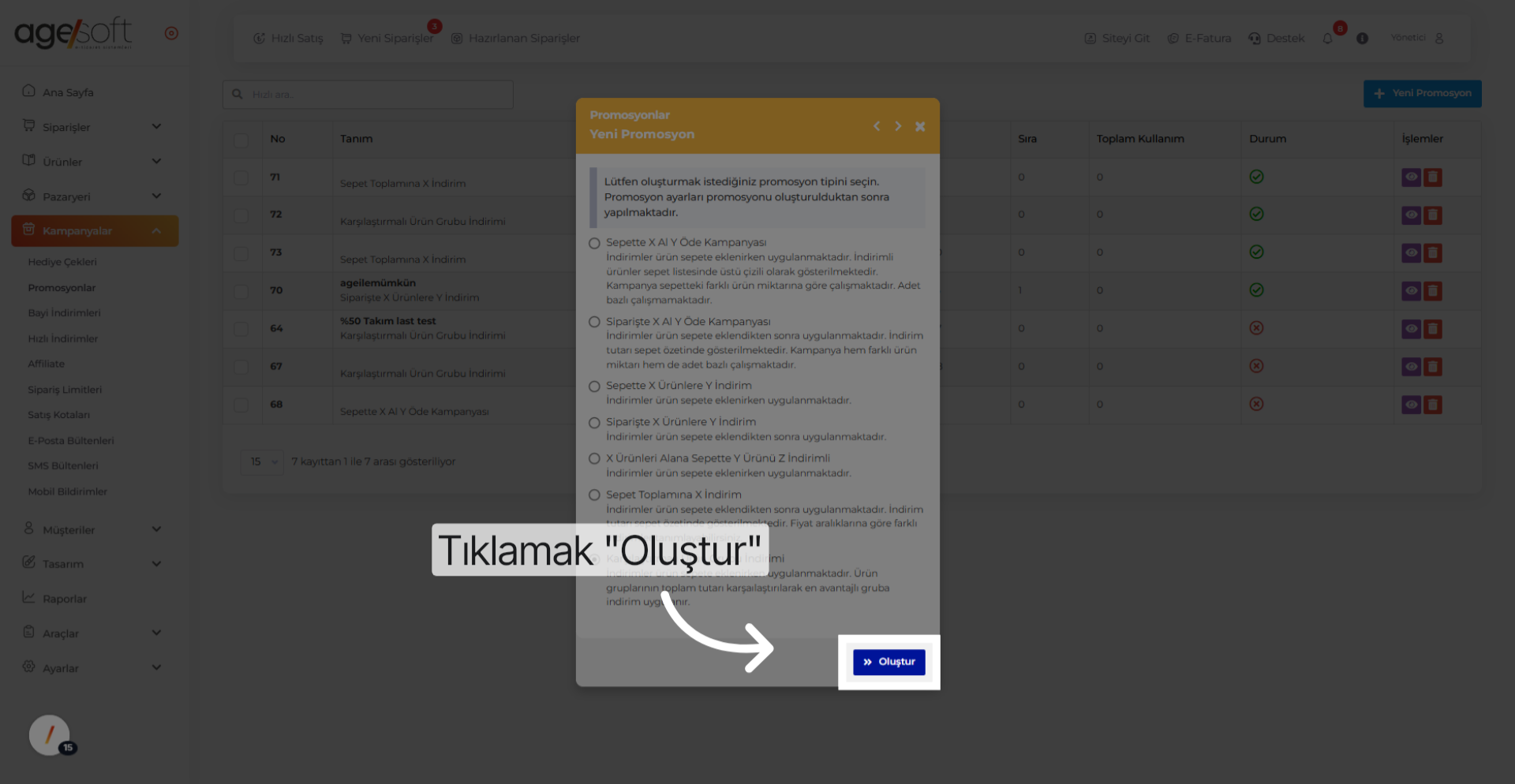 Tıklamak 'Oluştur'