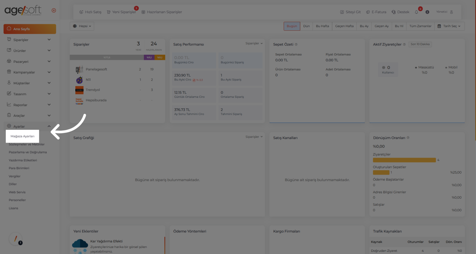 Tıklamak 'Mağaza Ayarları'