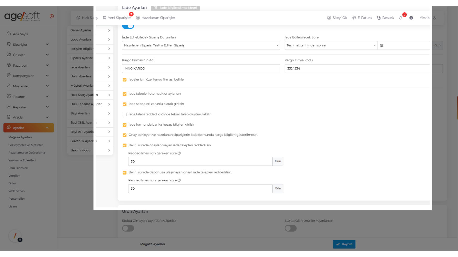 Tıklamak 'İade Bilgilendirme Metni'