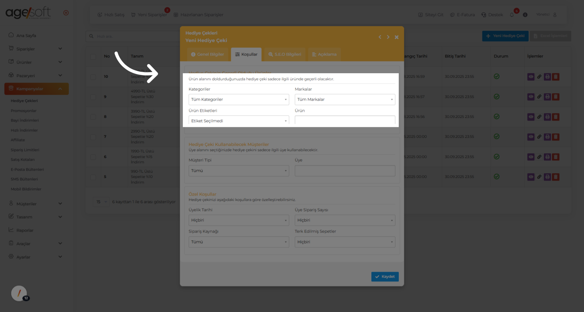 'Ürün alanını doldurduğunuzda hediye çeki sadece ilgili üründe geçerli olacaktır.'
