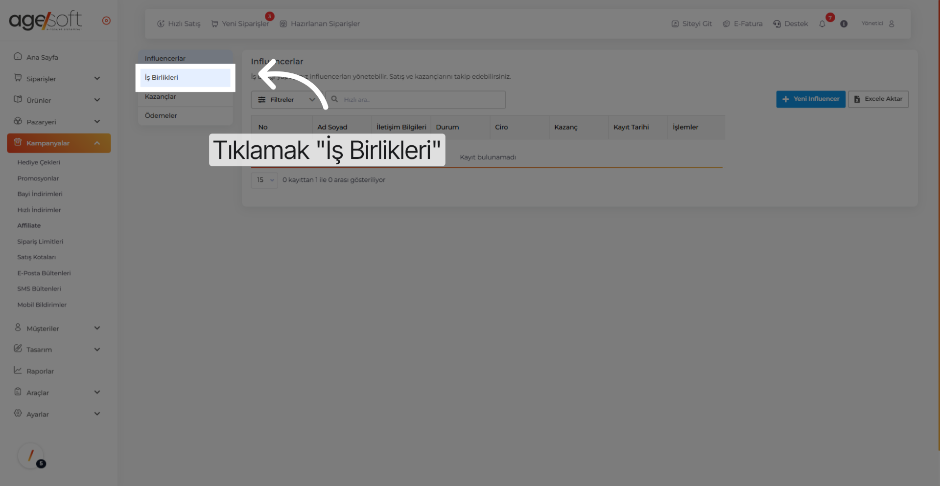 Tıklamak 'İş Birlikleri'