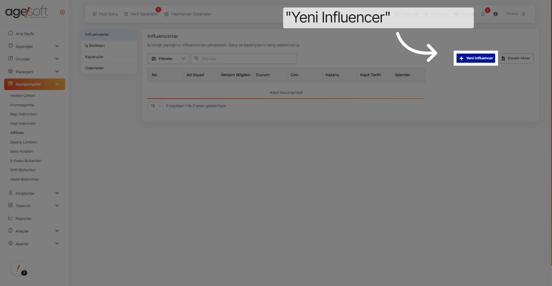 Tıklamak 'Yeni Influencer'